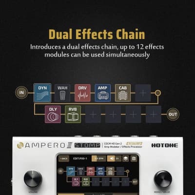 HOTONE Guitar Multi Effects Processor Multi Effects Pedal Touch Screen Guitar Bass Amp Modeling IR Cabinets Simulation Guitar Effects Pedal Multi FX Processor Ampero II Stomp image 4