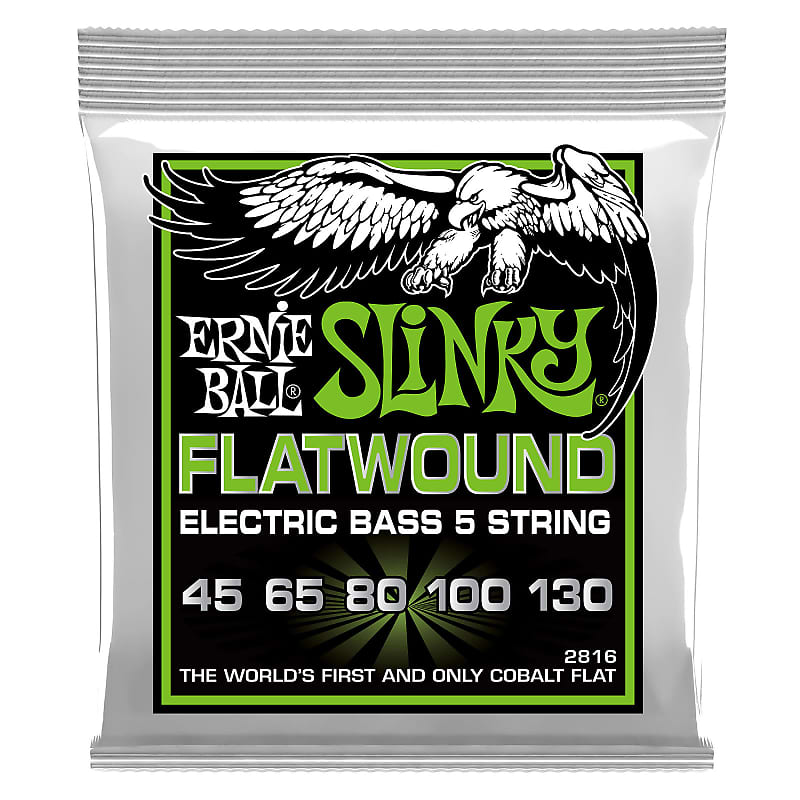 Ernie Ball 5-String Slinky Flatwound Electric Bass Strings - 45-130 Gauge image 1
