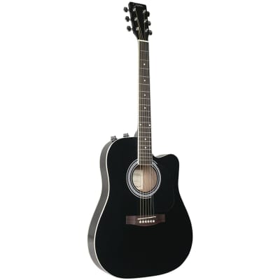 Johnson JG-650-TB Thinbody Acoustic Electric Guitar, Black for sale
