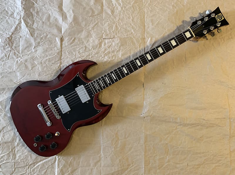 Ampeg  SG type e. guitar  STUD GE series Set Neck  70s Maxon Humbuckers! - Wine Red MIJ Very Good Condition image 1