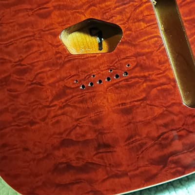 Bottom price on a stunning Double bound,USA made Alder body,quilt maple top in Red clouds. Made to fit a Tele neck # RQT-7 image 2