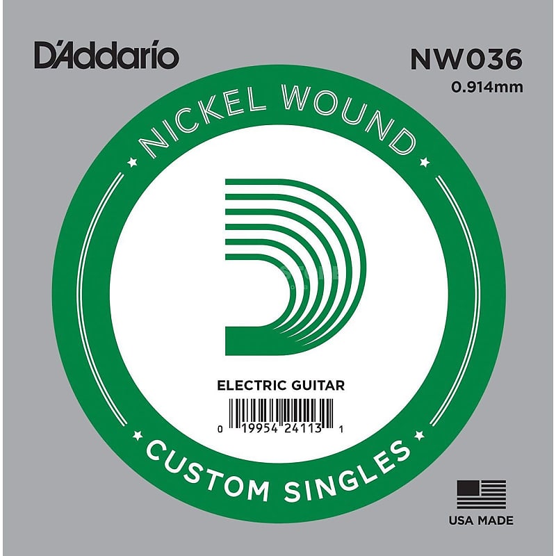 D'Addario NW036 Nickel Wound Single Electric Guitar String, .036 image 1