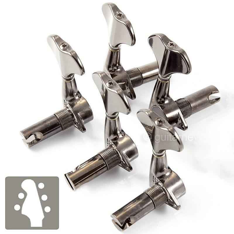 NEW Gotoh GB707 5-Strings Bass TUNERS KEYS Set L2+R3 w/ Screws 2x3 - COSMO BLACK image 1