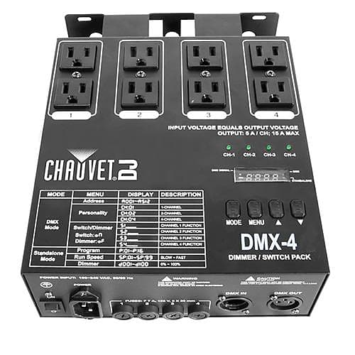 CHAUVET DJ DMX-4 Dimmer/Relay Pack for LED Fixtures, 1/2/4 DMX Channels, 3-pin DMX Connectors, image 1
