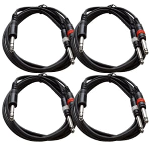 Seismic Audio SA-Y3.6-4 1/4" TRS Male to Dual TS 1/4" Male Insert Cables - 6' (4-Pack)