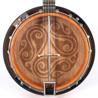 Luna Celtic Tribal Pattern Tobacco Sunburst 5-String Resonator Banjo for sale