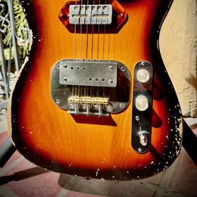 Waterslide Guitars T-Style Coodercaster, PLEK'd. Sunburst Swamp Ash w/Mojo Lap Steel+Teisco-Spec Gold Foil Pickups image 4