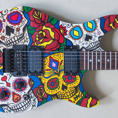 Peavey Predator plus EXP guitar with Sugar Skull Graphic Drawing Painting Artwork for sale