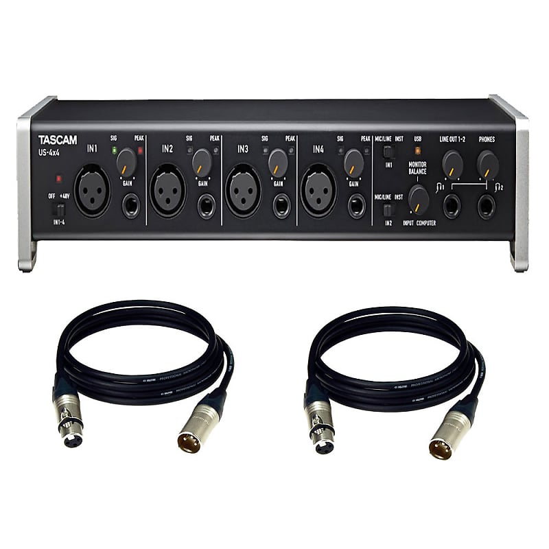 TASCAM US-4x4 USB Audio Interface. Free XLR Cables. image 1