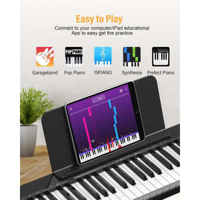 Piano Keyboard 88 Key, Beginner Semi Weighted Keyboard Piano With Full Size Key, Portable Electric Piano Keyboard Include Sustain Pedal, Power Supply And Piano Bag image 2
