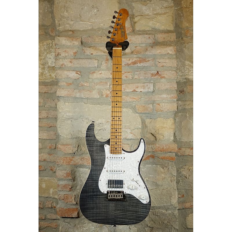JET GUITARS JS450 TBK - Stratocaster HSS Roasted Maple Neck - Flame Top Transparent Black image 1
