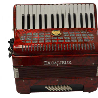 Excalibur Super Classic Ultralight 32 Bass Piano Pro Accordion - Red image 1