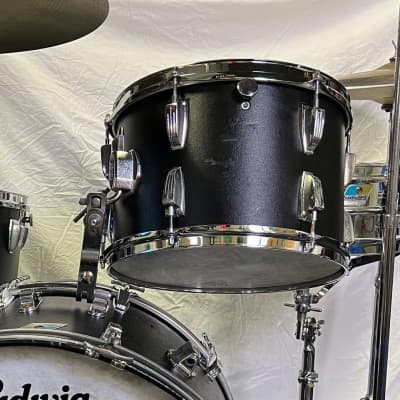 Ludwig Black Panther Super classic 4-piece 22/13/16 with Supersensitive snare and hardware 1960s-70s - Black faux Leather image 6