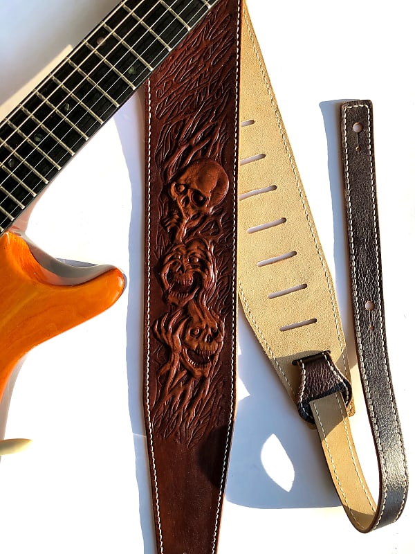 Madrid Leather Belt in 2023  Handmade leather belt, Leather guitar straps,  Guitar strap