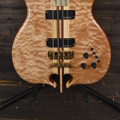 Alembic Custom Stinger Omega lined fretless Bass guitar w LED's 5A Quilted Maple image 4