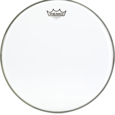 Remo Ambassador Clear Batter Drumhead - 14 inch  Bundle with RTOM Moongel Drum Damper Pads - Blue (6-pack) image 2