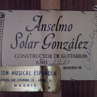 1970 Anselmo Solar Gonzalez CSA Rosewood Concert Classical Guitar image 5