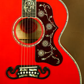 Gibson SJ-200 Custom Quilt Vine Trans Cherry Acoustic Guitar J-200 image 11