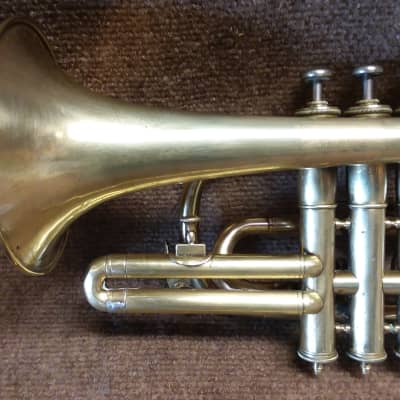 C. Bruno And Son Vintage c1888  Shepherd Crook Raw Brass Cornet In Excellent Playing Condition image 9