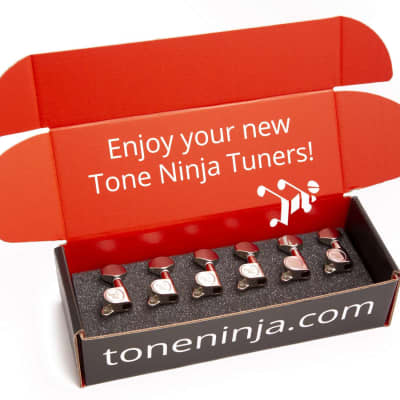 Genuine Tone Ninja Tuners, 6 Inline non-staggered, Left Handed Nickel