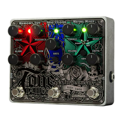 Electro-Harmonix Tone Tattoo Analog Multi-effects Pedal with Metal Muff Distortion, Neo Clone Chorus, and Memory Toy Analog Delay for sale