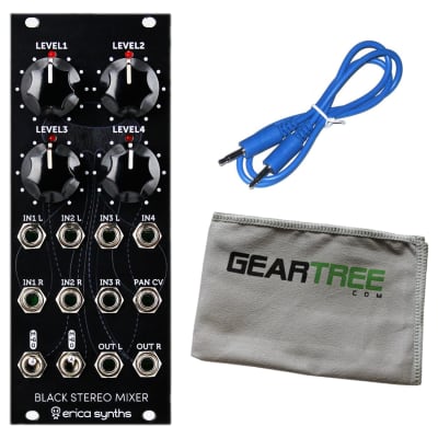 Erica Black Stereo Mixer V2 Eurorack Synth Module Bundle w/Cable image 1