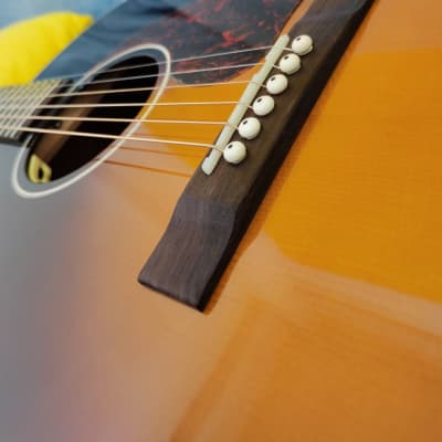 Enya T05J acoustic electric guitar Vintage Sunburst with dual mode pickup and deluxe hardcase image 5