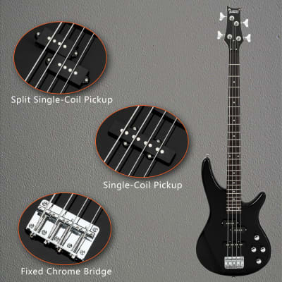 Glarry GIB Bass Guitar Full Size 4 String SS pickups w/ 20W Amplifier Black image 10