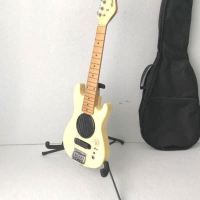 Music Man Mini/Travel Electric Guitar in White/Light-yellow Colour with Speaker Made in Japan image 7