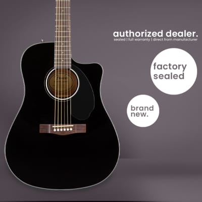 Fender CD60SCE | Dreadnought Acoustic Electric Guitar | Black image 1
