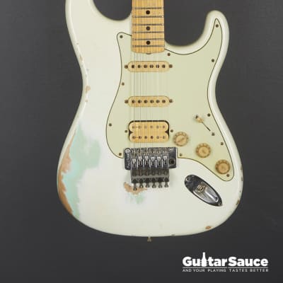 Fender Custom Shop LTD 60 Stratocaster HSS Lighting Heavy Relic Olympic White Over Faded Surf Green Used (Cod. 1476UG) 2012 image 2