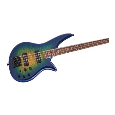 Jackson X Series Spectra Bass SBXQ IV 4-String, Laurel Fingerboard, Poplar Body, and Maple Neck Electric Guitar (Right-Handed, Amber Blue Burst) image 6
