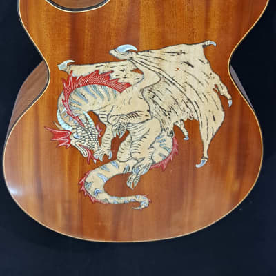Blueberry NEW IN STOCK Handmade Acoustic Guitar Grand Concert Double Cutaway Dragon image 16