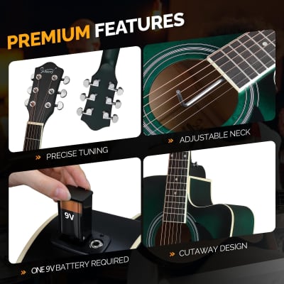 Glarry GMA101 41 Inch EQ Acoustic Guitar w/15W Amp - Green image 3