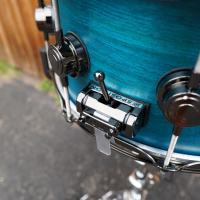 DW USA Collectors Series - 6.5 x 14" Pure Birch HVLT Shell Snare Drum - Azure Blue Satin Oil w/ Black Nickel Hdw. image 7