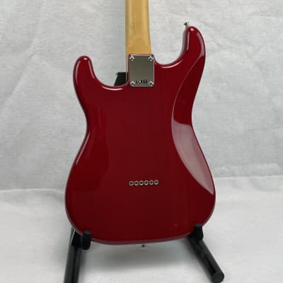 2021 Fender Noventa Stratocaster Guitar Crimson Red Transparent image 2