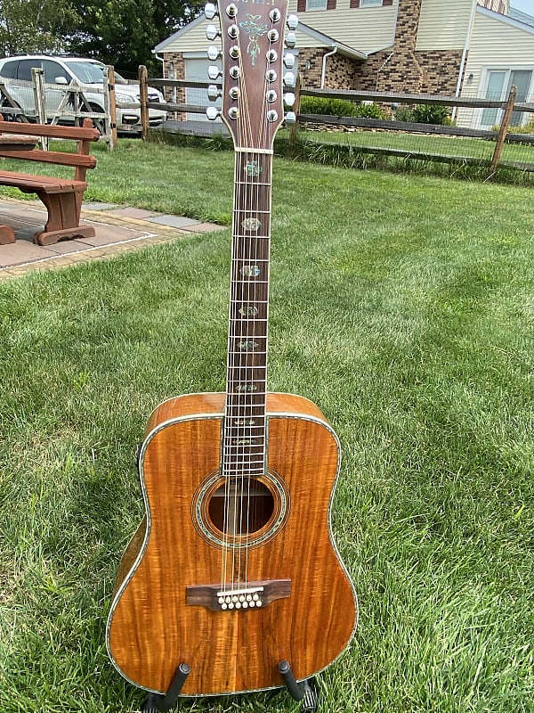ZUWEI Full KOA 12 Strings DType Acoustic Electric Guitar Reverb