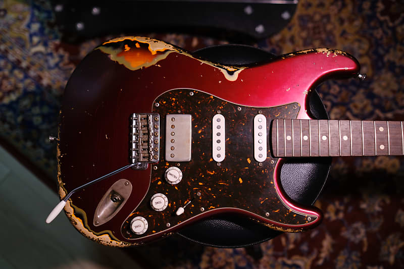 XSC-2 Dark Candy Apple Red Over 3-Tone Sunburst Heavy Aged