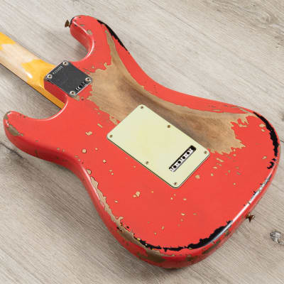 Fender Custom Shop Michael Landau 1963 Stratocaster Guitar, Fiesta Red over 3-Color Sunburst image 6