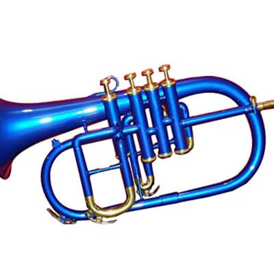 Sai musicals India Bb low pitch brass musical instrument FLUGEL Horn 4v blue brass made image 1