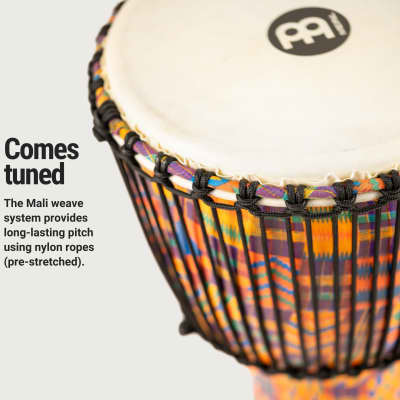 Meinl Percussion PADJ2-L-G 12" Travel Series Djembe, Synthetic Shell & Goat Head, Kenyan Quilt image 5