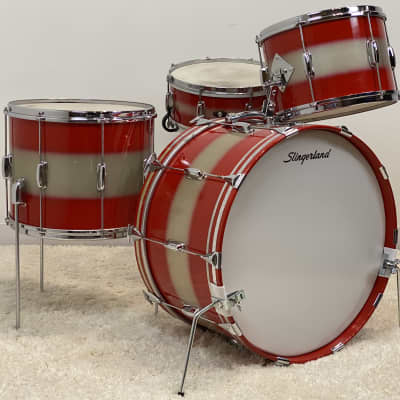 Slingerland 22/13/15/5x14" 60's Swingster/Stage Band Drum Set - Red/Silver Duco image 2