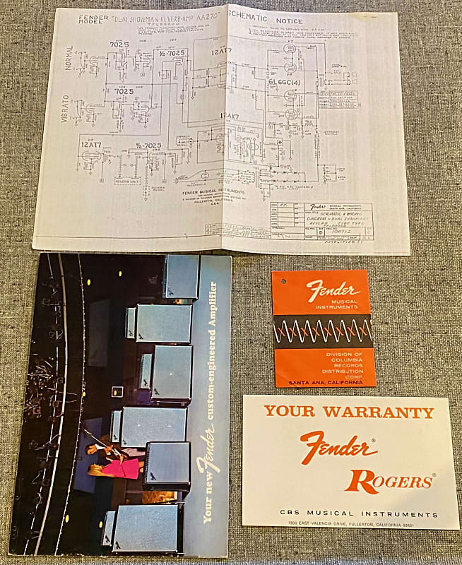 Fender 1970 Owners Manual, Warranty, Schematic, Hang Tags-Dual Showman Reverb image 1
