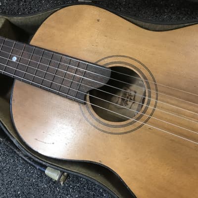 Hawaiian group vintage parlor classical guitar circa. 1920s handcrafted in very good condition with original vintage case. image 8