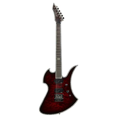 BC Rich Guitars Mockingbird Extreme Exotic Electric Guitar with EverTune, Case, Strap, and Stand, Black Cherry Quilt image 2