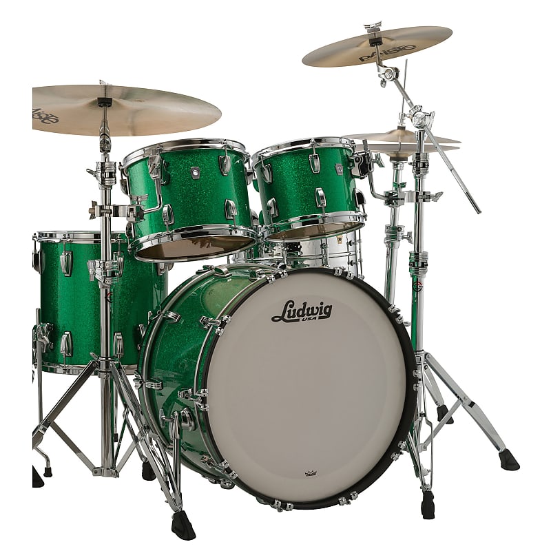 Ludwig Classic Oak Eurobeat 3 22" Green Sparkle image 1