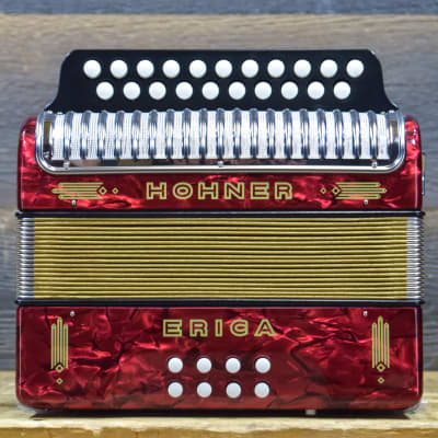 Hohner Erica 2-Row 8-Bass 21-Treble Button GC Folk Line Red Diatonic Accordion image 1