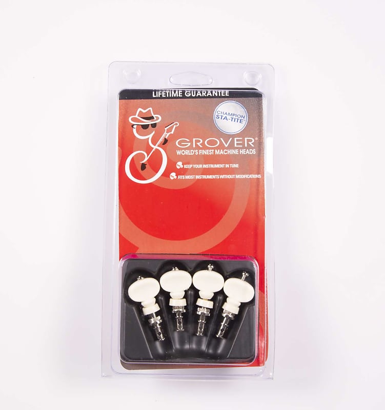 Genuine Grover Champion Ukulele Pegs White Buttons Set of 4 image 1
