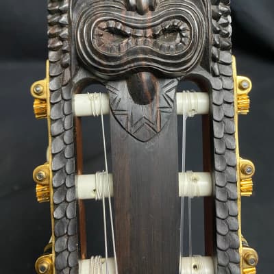 Blueberry Custom Classical Guitar with Tiki Carvings image 7