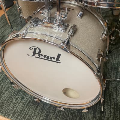 1970s Pearl Wood Fiberglass Drum Set 22/12/13/16 Silver Sparkle *Video Demo* image 21